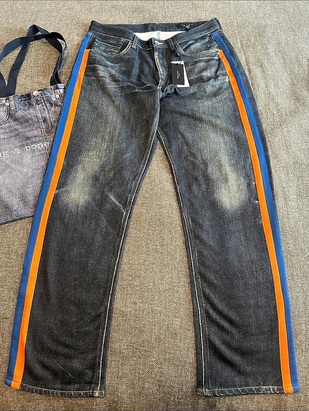 rag & bone Fit 4 Miramar Track Pant Color Block Blue & Orange Waist 33